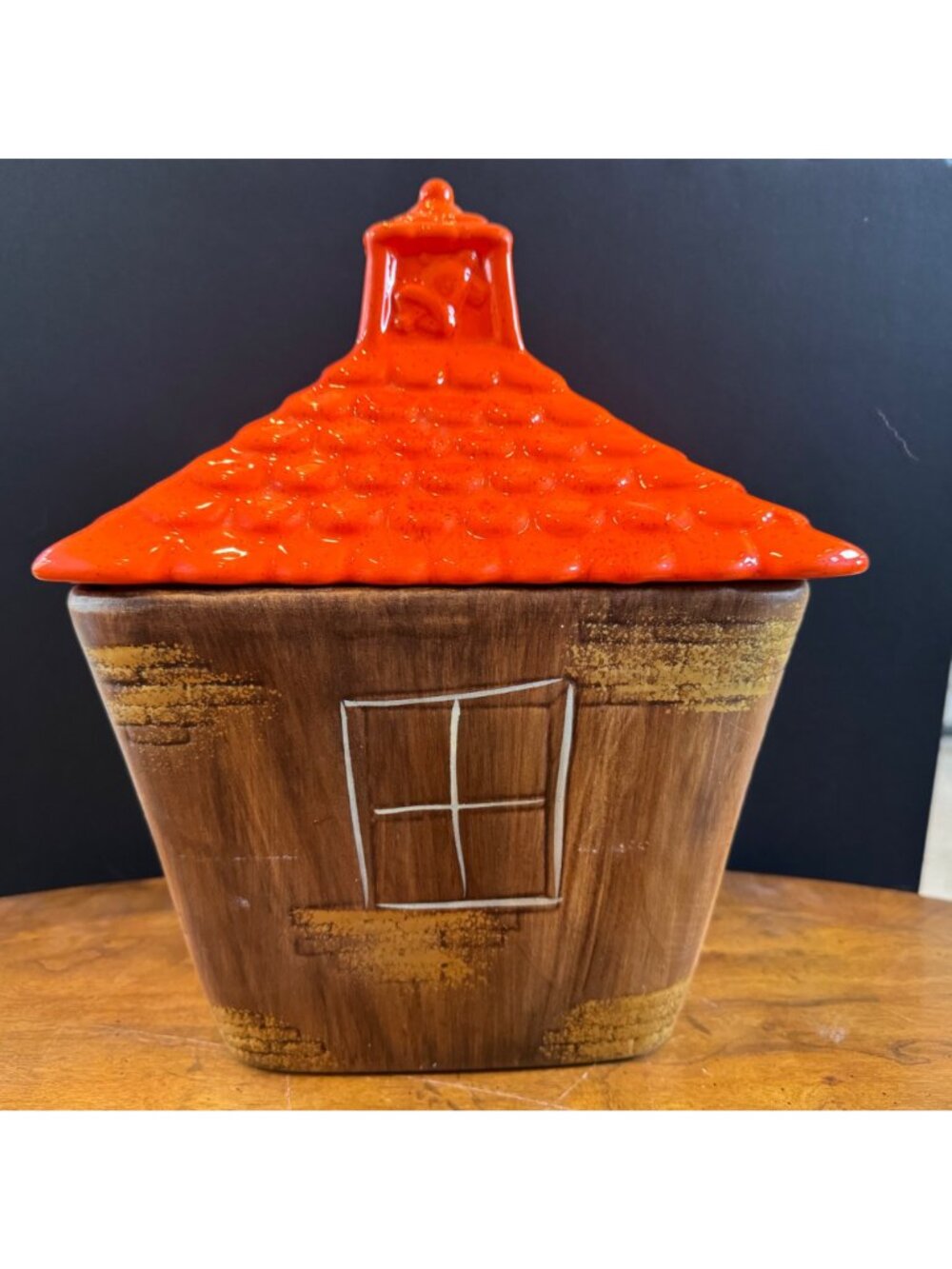 Vintage 1970s Gilner Pixie Elf School House Cottage Cookie Jar Orange Brown - Picture 8 of 16